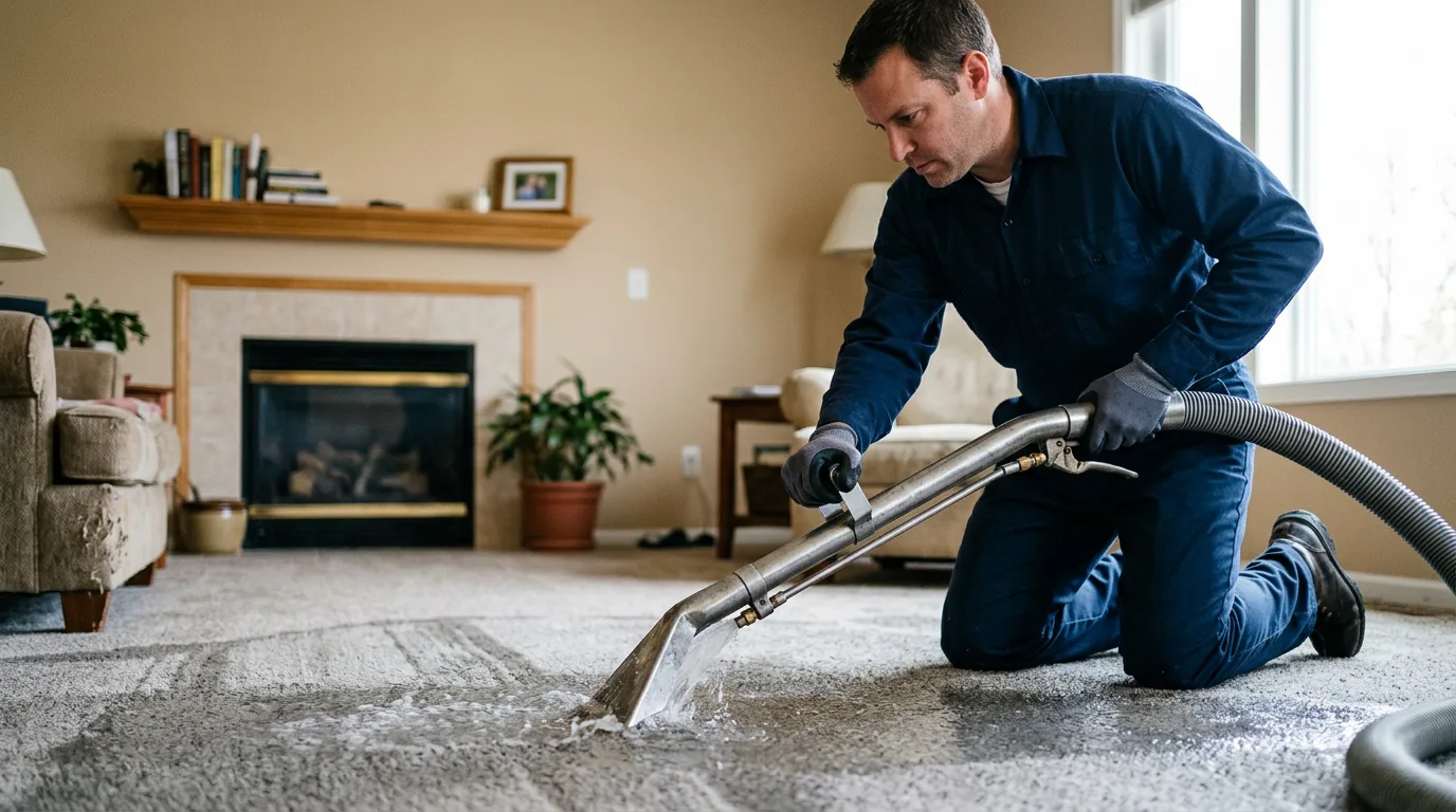 Water damage restoration technician working near Greensboro, AL